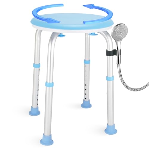 Duschhocker 360° drehbar mit Duschkopfhalter, bis 136 kg, 8-Fach...