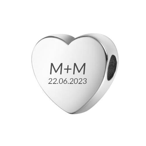 WDS Personalised Heart Charm - Charms for Bracelets & Neckla
