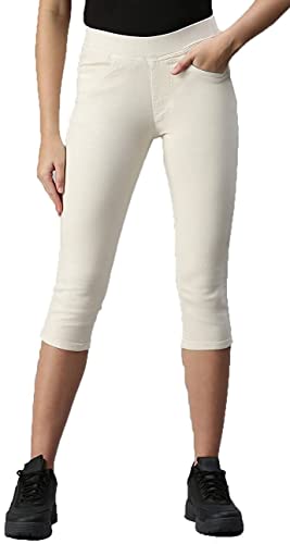 Image of ADBUCKS Womens Slim Fit Denim Lycra Stretchable Capri Mid Rise with Elasticated Waistband (Multi Color & Plus Size Also Available)