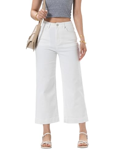 Women‘ High Waisted Jeans,Strechy Wide Leg Summer Denim Pants with Five Pockets