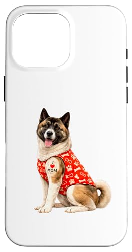 American Akita Dog Mom | I Love Mom ���킢���q�� �X�}�z�P�[�X iPhone 16 Pro Max �p