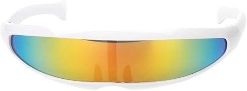 FHYFGFY Lunettes de soleil en forme de cyclope étroit futuriste avec verres miroir et accessoires photo (couleur)