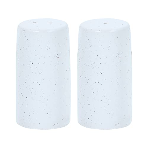 Image of Indian Handcrafted Ceramic Salt and Pepper Shaker /Dispenser Set with Perfect Pour Holes for Kitchen Dining Table Picnic Office Restaurant Hotel (Set of 2) White Mat
