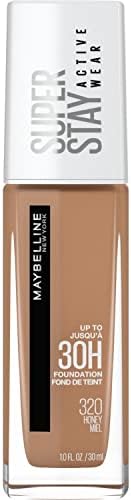 Maybelline Super Stay Full Coverage Liquid Foundation Active Wear Makeup, Up to 30Hr Wear, Transfer, Sweat & Water Resistant, Matte Finish, Honey, 1 Count