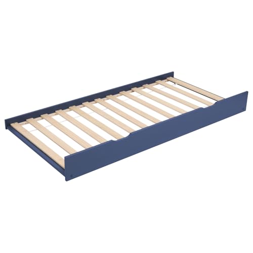 Happy Garden Tiroir-lit Bleu foncé en Bois, Couchage supplémentaire avec sommier à Lattes et roulettes, rangeable sous sommier