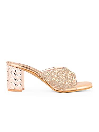 Image of ELLE Women's Embellished Block Heel Slip-On Sandals