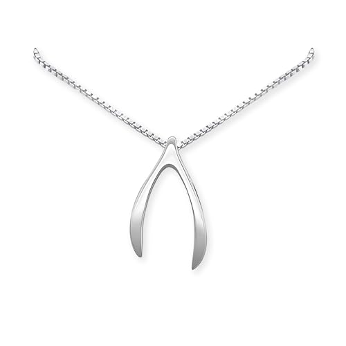 Alexandreasjewels Wishbone Necklace for Women High Polish Sterling Silver Wish Bone Necklace Good Luck Necklace Lucky Charm Jewelry Best Wishes Birthday Gift (18 inches plus 2-inch extender)