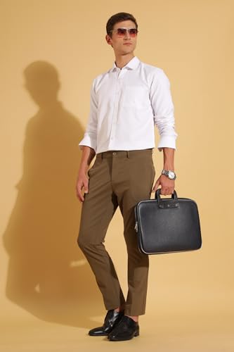 Image of Fyltr Men's Slim Fit Shirt - Dobby Self Design | Full Sleeve | Functional Patch Pocket | White Formal Shirts for Men
