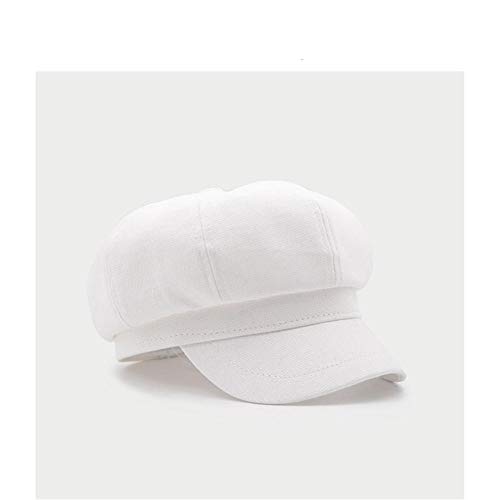 MAOZIm Octagon sombrero mujer boina primavera y verano sección delgada de la cara redonda boina, blanco, M (56-58cm) Cover