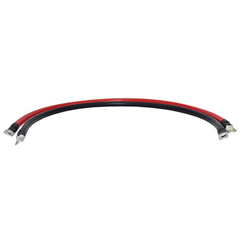 A-Team Performance - 2 Ft Positive And Negative Cables Set With 5/16" Lugs M8 24 Inch Long - 600 Volts 500 V/Mi, 1500 Psi 4Awg Battery Cables - Red And Black #TOP7