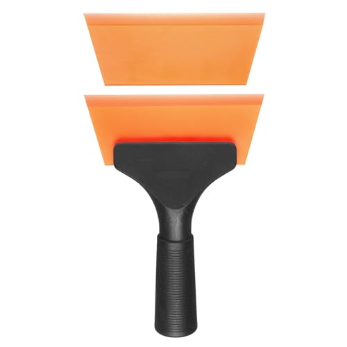 Image of HARFINGTON Squeegee 5 Inch Length Auto Water Blade Shower Squeegee with Non-Slip Handle for Windshield Window Cleaner Glass Door, Orange