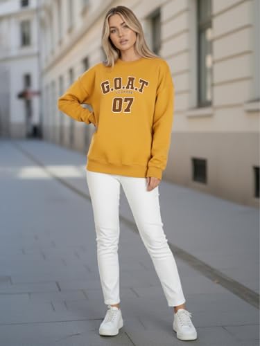 Image of LEOTUDE Women's Boyfriend Fit Loopknit Sweatshirt | Full Sleeve Drop Shoulder | Sweatshirt for Women