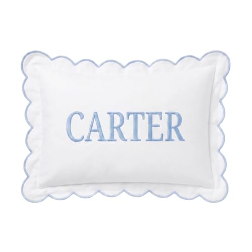 Chikky Personalized Baby Pillowcase Embroidered - Custom Monogrammed Toddler Pillow Cover with Scalloped Edge for Nursery Decor (23)