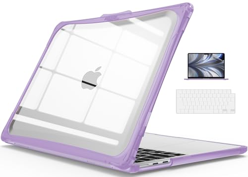 IBENZER Hexpact Protective MacBook Air 13 inch Case M5 2026 M4 2025 M3 M2 2024-2022 A3449 A3240 A3113 A2681, Heavy Duty Case & KeyboardCover & ScreenFilm, Lilac Purple, HPE-KK-LLPU+2