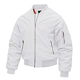CRYSULLY Men's Tactical Military Cargo Bomber Jacket Softshell Windbreaker Coat White