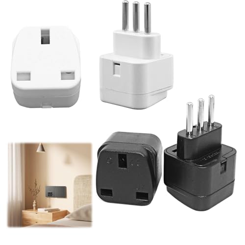 2Pcs 3 Pin Uk to Italy Travel Adapter Power Converter for Uk to Italy Chile Ethiopia