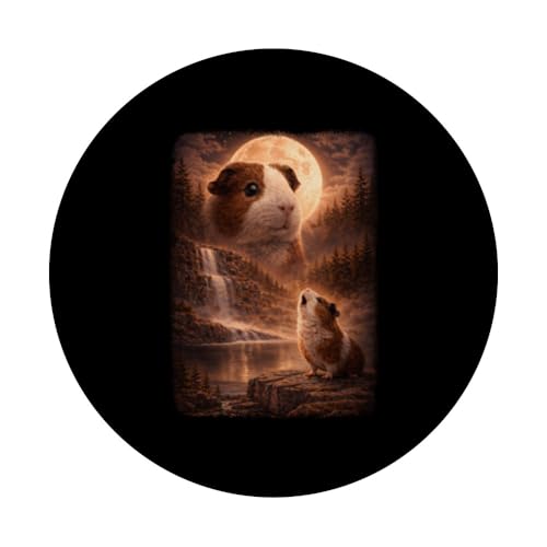 Cochon d'Inde Hurlant à la Lune Vintage drôle Mystique PopSockets PopGrip Adhésif – vue 3