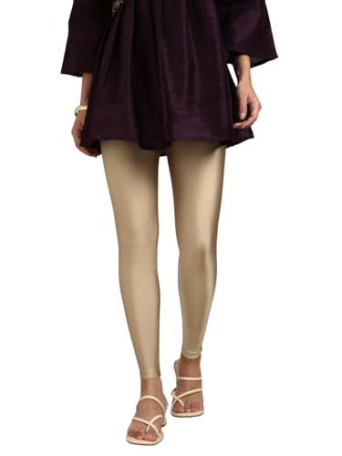 Image of TWIN BIRDS Shimmer Leggings for Women | Shiny Stretch Ethnic Wear Pants