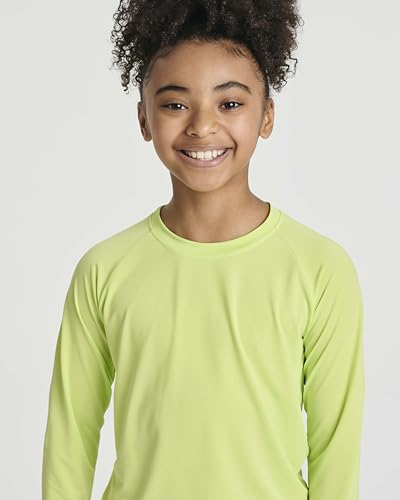 Image of Real Essentials 4 Pack: Girls' Rash Guard Swim Shirts - Long Sleeve UPF Sun Protection Tops (Ages 4-16)