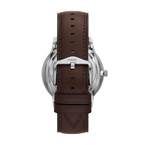 Fossil Men's Neutra Automatic Stainless Steel And Leather Three-Hand Skeleton Watch, Color: Silver, Brown (Model: Me3184) #TOP17