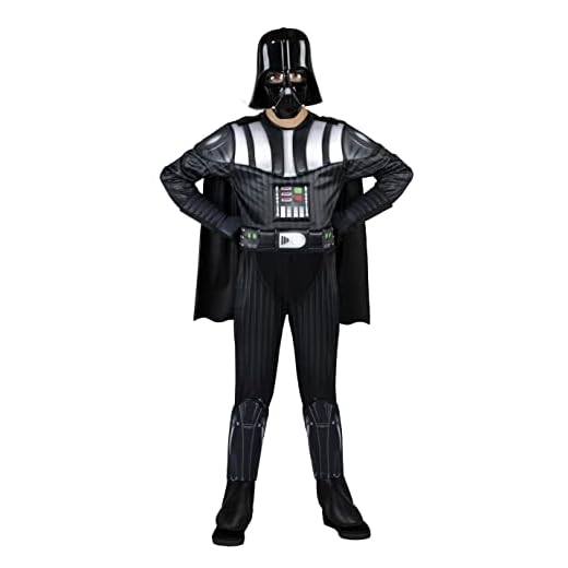 STAR WARS DARTH VADER DELUXE YOUTH COSTUME - Jumpsuit w/Printed Design plus Gloves, Cape, & 3D Headpiece | Size Small S