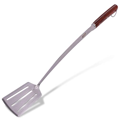 Grill Spatula 24-inch Super Long for Grilling Barbecue Griddle and Fire Pit Extra Strong Curved Neck Premium Hardwood Handle Large Stainless Steel Blade For BBQ Outdoor Kitchen and Grilled Food