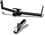 Class 3 III Black 2' Rear Bumper Trailer Tow Hitch Towing Mount Receiver Tube with 2 Inch Drop Loaded Ball for 05-17 Chevy Equinox / 10-17 GMC Terrain / 06-09 Pontiac Torrent