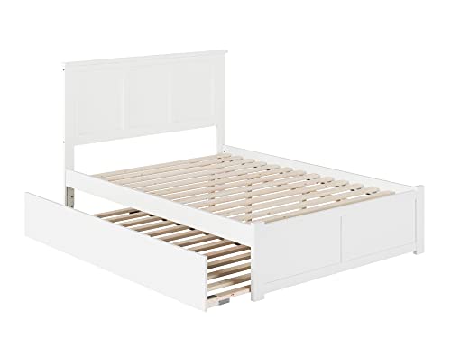 Afi Madison Full Platform Bed With Flat Panel Footboard And Turbo Charger With Twin Size Urban Trundle In White #TOP5