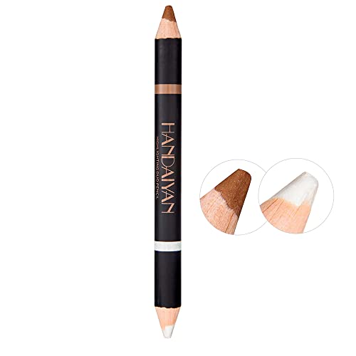 Duo Brow Highlighter & Concealer Pencil, NACGO Eyebrow Concealer Duo Pencil Crayon Makeup Creamy Matte Brow Shaper Definer,Shimmer for Highlighting Inner Corner, Gluten Paraben Cruelty Free (03#)