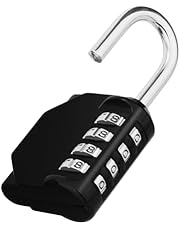 ZHEGE Combination Locker Padlock, 4 Digit Coded Padlock, Gym Lock, School Locker Lock, Weatherproof Combination Lock Outdoor (Black)