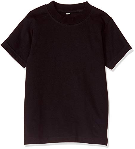 [Catch(キャッチ)]キッズ 無地 Tシャツ ホワイト ブラック 綿 キッズ無地Ｔシャツ キッズ ブラック 日本 140CM (日本サイズ140 相当)