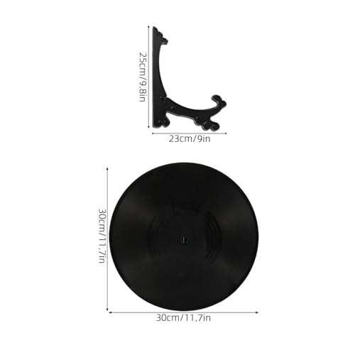 Discos de vinilo vintage con soporte para solucionar paredes vacías en oficinas 3