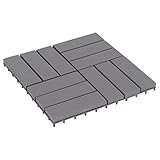 vidaXL 10x Madera Maciza Acacia Baldosas de Terraza Suelo Porche Balcón Patio Exterior Estera Decoración Adorno Antideslizante Gris