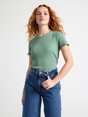 Image of Zilcon Women Fashion Trendy Ribbed Round Neck t Shirt for Woman Half Sleeves Tops for Women Stylish Western Formal, Casual, Office, Date, Outing, Party Tops