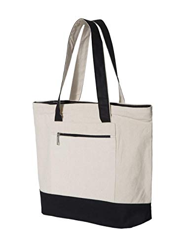 Q-Tees 19L Zippered Tote One Size Natural/ Black