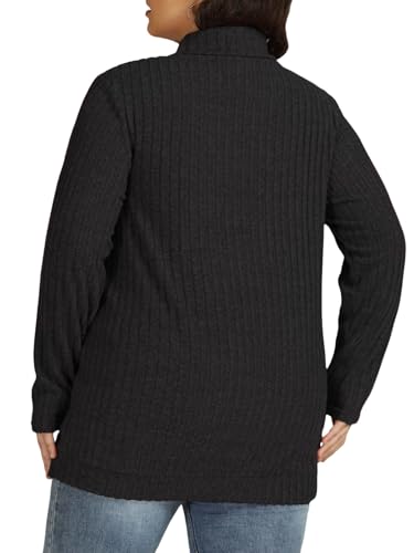 VISLILY Womens-Plus-Size-Tops Trendy Turtleneck Lightweight Sweaters Casual Long Sleeve Shirts Dressy Side Split Tunics 1X-5X4