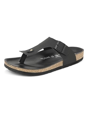 Image of EL PASO Men's Suede Leather Cushioned Cork Sole Sandal Slippers (Size 6 to 12)
