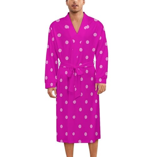 Robe de nuit en soie pour homme et femme avec imprimé pois rose