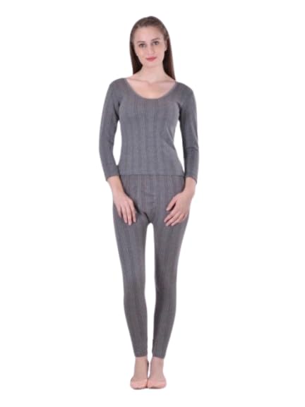 Women’s Grey Thermal Full Sleeve Top and Bottom Set – Warm, Comfortable & Stretchable Loungewear.-image-34
