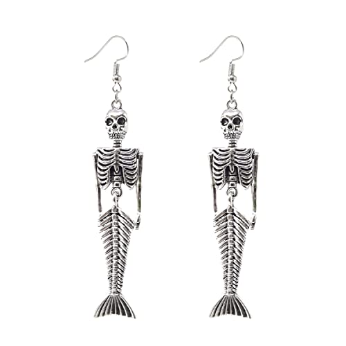Honbay Alloy Mermaid Skeleton Earrings Halloween Earrings Fashion Dangle Earrings