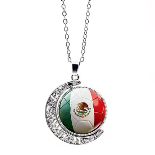 Collier de sport rotation 360° et son pendentif lune de football en argent