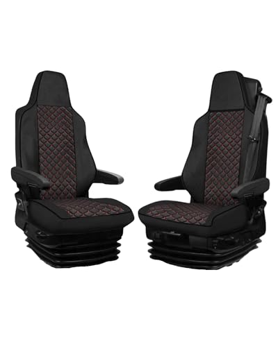 Housses de siège pour MAN TGX TG3 après 2020 anti-usure noir rouge