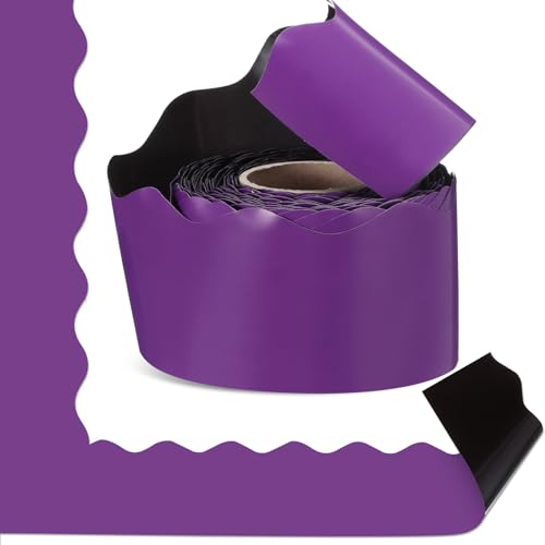Tenceur 48 Ft x 2.75 Inch Large Magnetic Bulletin Board Borders Bulletin Boarder Trim for Classroom Whiteboard Decorations Scalloped Trim for Office Chalkboard Home Decoration (Purple)