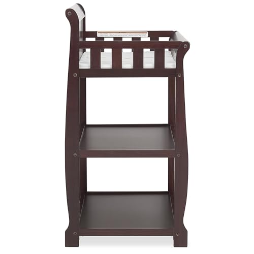 Image of Dream On Me Ashton 2-in-1 Changing Table & Nightstand in Espresso - Solid New Zealand Pinewood, Safety Rails, Spacious Storage Shelves & Water-Resistant Changing Pad, Converts to Nightstand