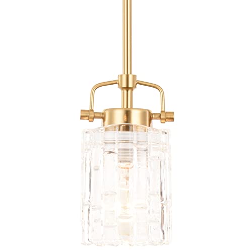 Alice House Mini Modern Pendant Lighting Over Kitchen Island,Brushed Brass Sink Hanging Lamp, Contemporary Farmhouse Glass Pendant Light For Dining Room, Bedroom, Bathroom, Al2218-P1 #TOP16