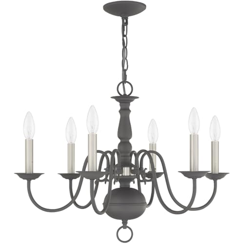 Livex Lighting Williamsburgh 6 Lt Scandinavian Gray Chandelier by Livex - Image 2