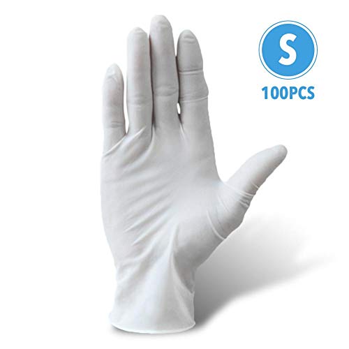 Brownrolly 100 PCS Guantes de látex Natural Sin Polvo, Comida desechable Cocina Cocina Servicio de Alimentos Guantes de Limpieza
