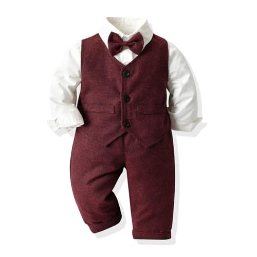 Image of Volunboy Toddler Suit Boys Formal Wedding Guest Dress Outfit | graduation dress clothes, gentleman ring bearer bowtie outfit, back-to-school pants set, birthday photoshoot dressy outfit