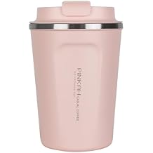 12oz Travel Coffee Mug, Double Wall Insulated Coffee Cup with Flip Lid, Vacuum Stainless Steel Reusable Thermal Cup for Hot & Cold Drinks, Pink