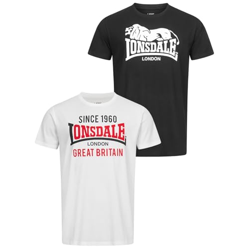 T-Shirt Lonsdale Collessie Bicolore Noir Blanc XL Homme Référence Unique 117431